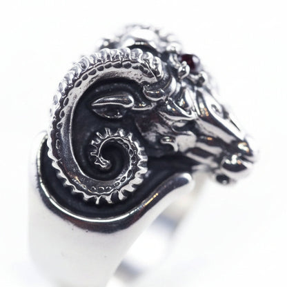 Rams Head Sterling Silver Ring