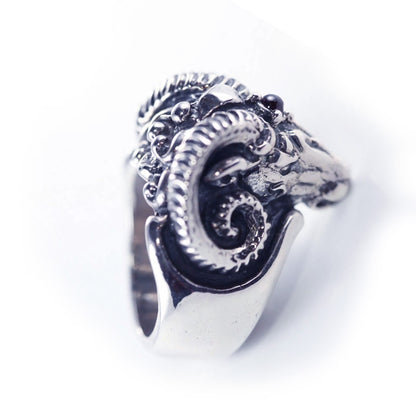 Rams Head Sterling Silver Ring