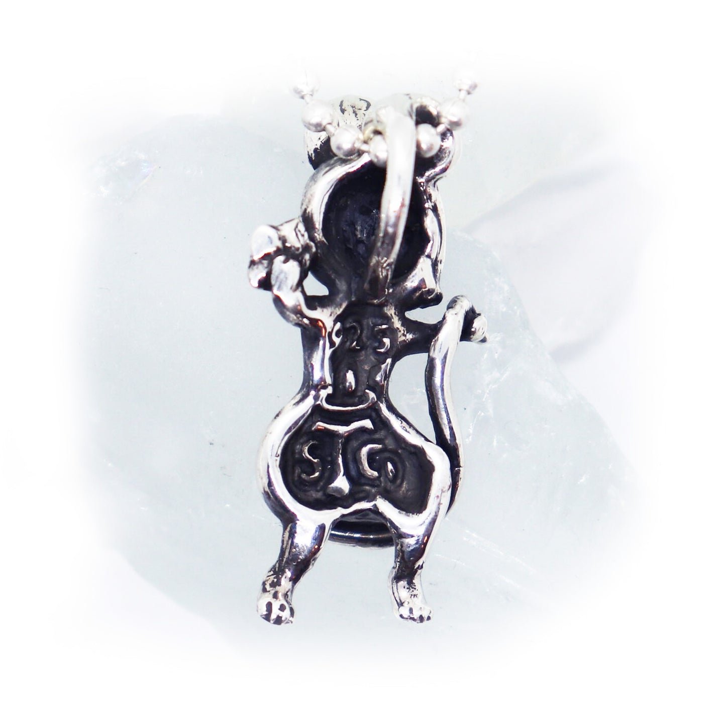 Rat Year Mous Sterling Silver Pendant Ruby Stone