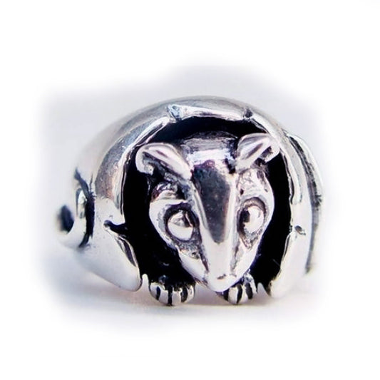 Rat Year Zodiac Sign Sterling Silver Ring V2