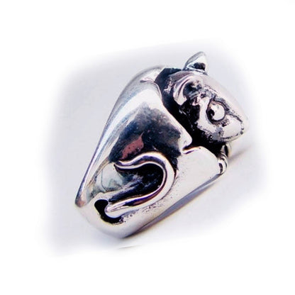 Rat Year Zodiac Sign Sterling Silver Ring V2