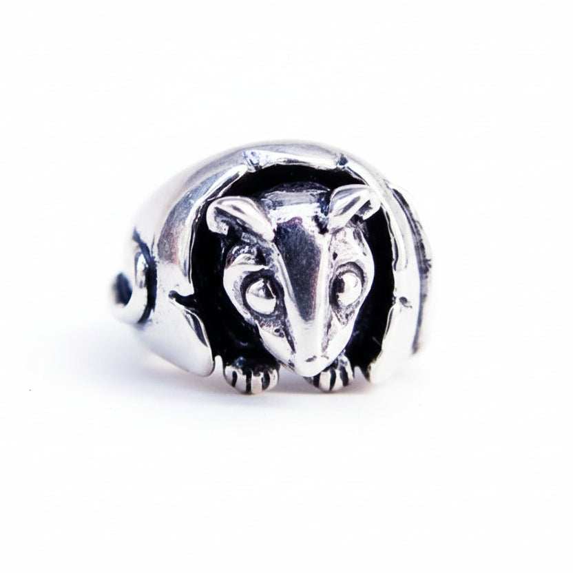 Rat Year Zodiac Sign Sterling Silver Ring V2