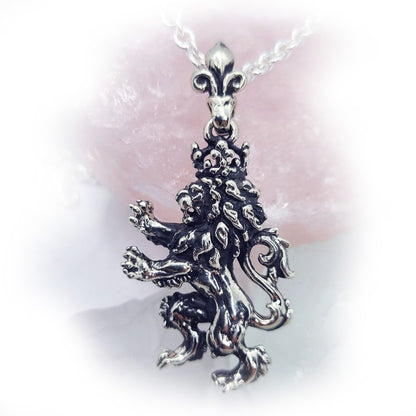 Renaissance Lion with Crown Sterling Silver Pendant