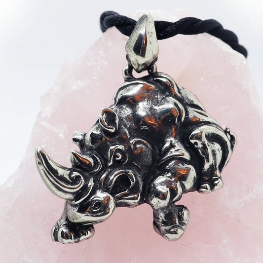 Rhino Sterling Silver Pendant