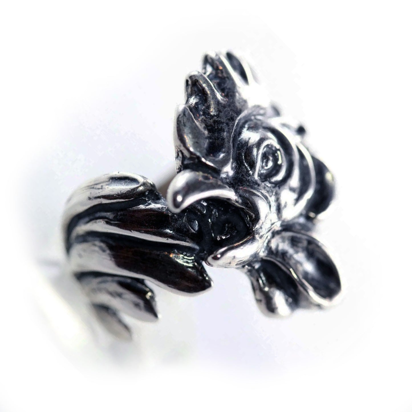 Rooster Pitukgh Head Sterling Silver Ring
