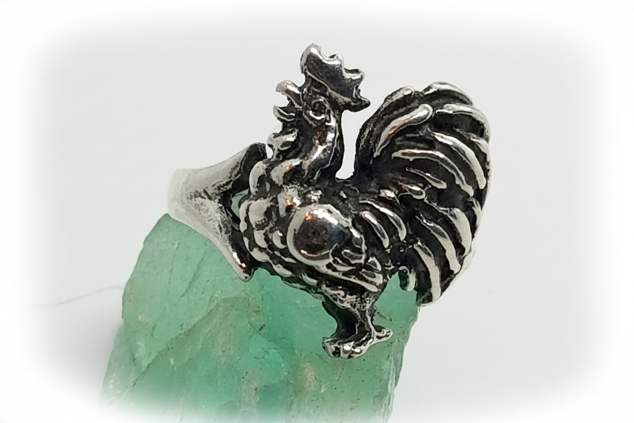 Rooster Sterling Silver Ring