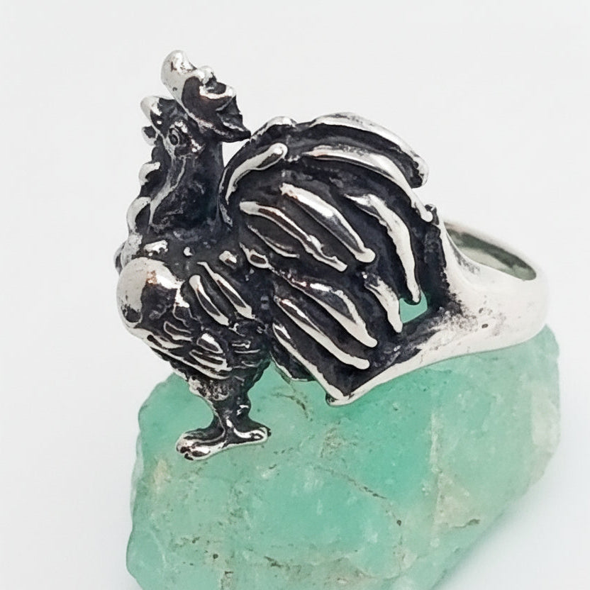 Rooster Sterling Silver Ring