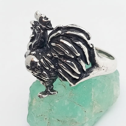 Rooster Sterling Silver Ring