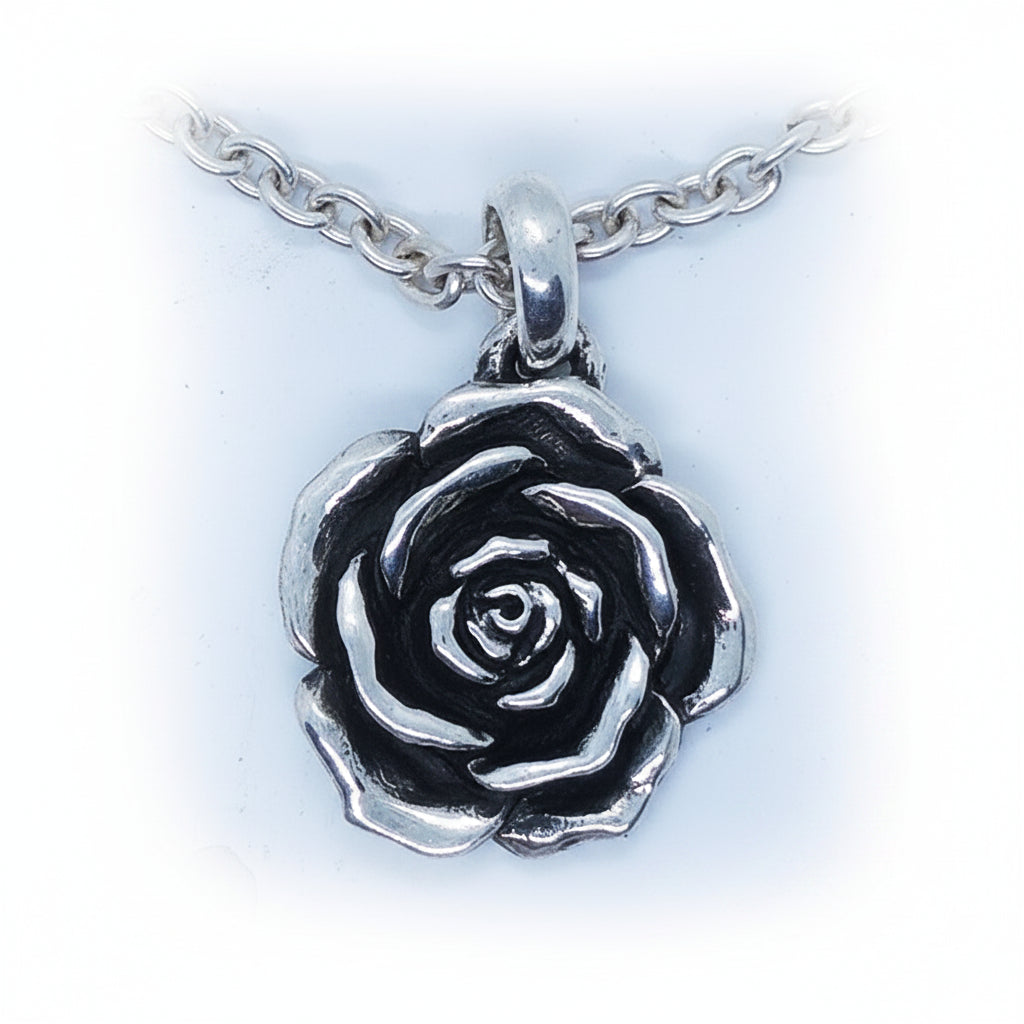 Rose Flower Sterling Silver Pendant