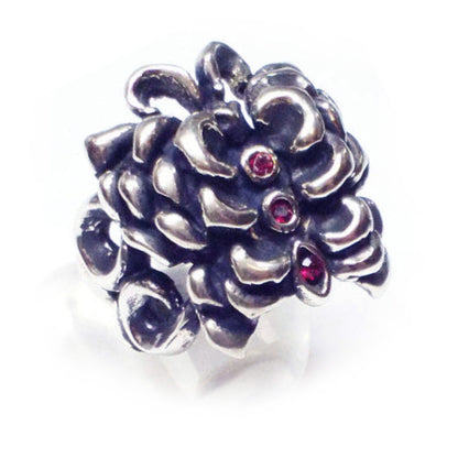 Rose Butterfly Sterling Silver Ring with Rubies