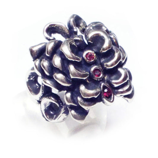 Rose Butterfly Sterling Silver Ring with Rubies