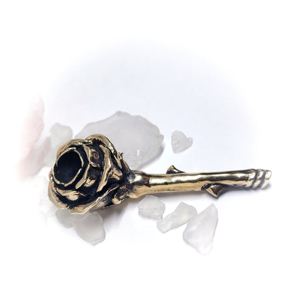 Rose Head Sterling Silver Pipe