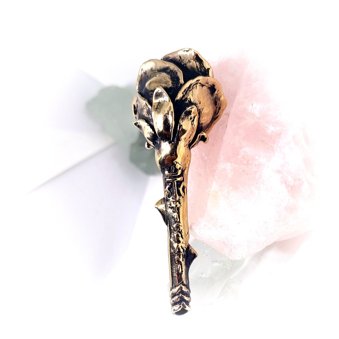 Rose Head Sterling Silver Pipe