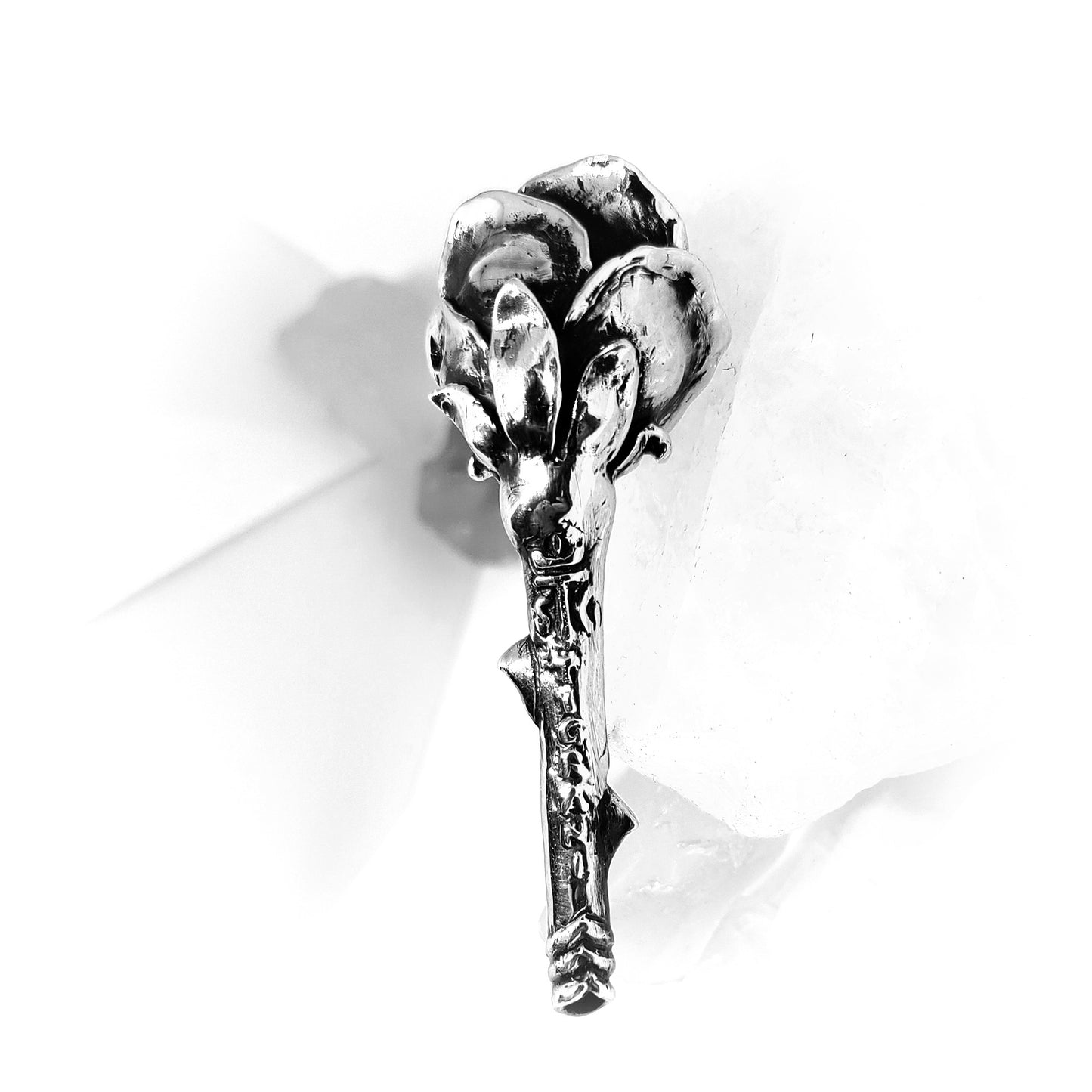 Rose Head Sterling Silver Pipe