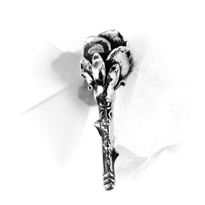 Rose Head Sterling Silver Pipe