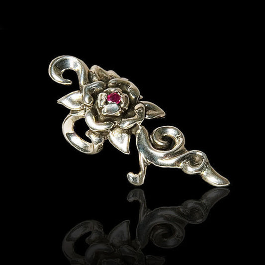IRC Rose Sterling Silver Finger-Tip Ring with Ruby