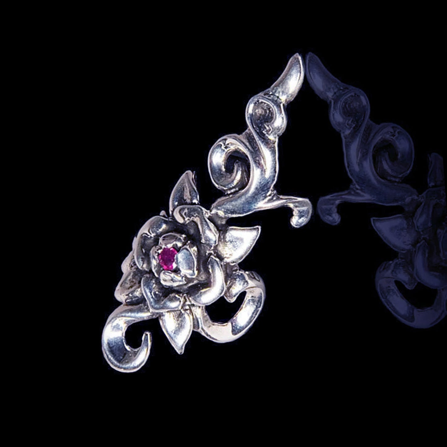 IRC Rose Sterling Silver Finger-Tip Ring with Ruby