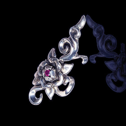 IRC Rose Sterling Silver Finger-Tip Ring with Ruby