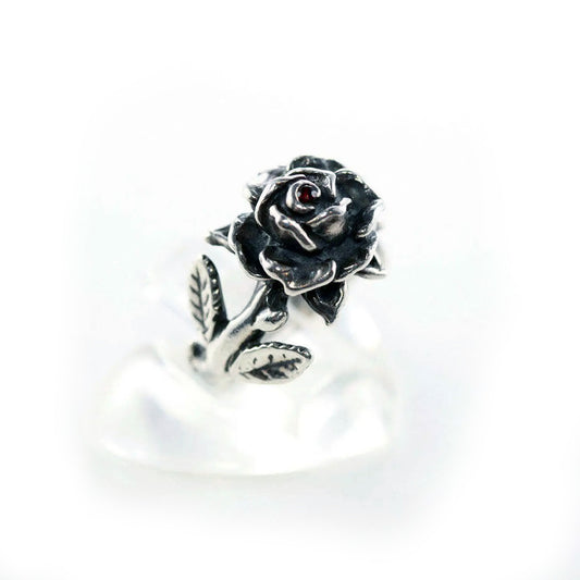 Rose Sterling Silver Ring with Ruby