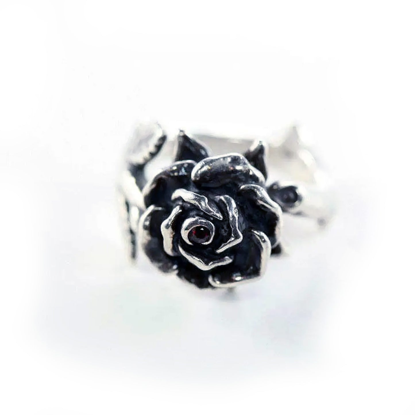 Rose Sterling Silver Ring with Ruby