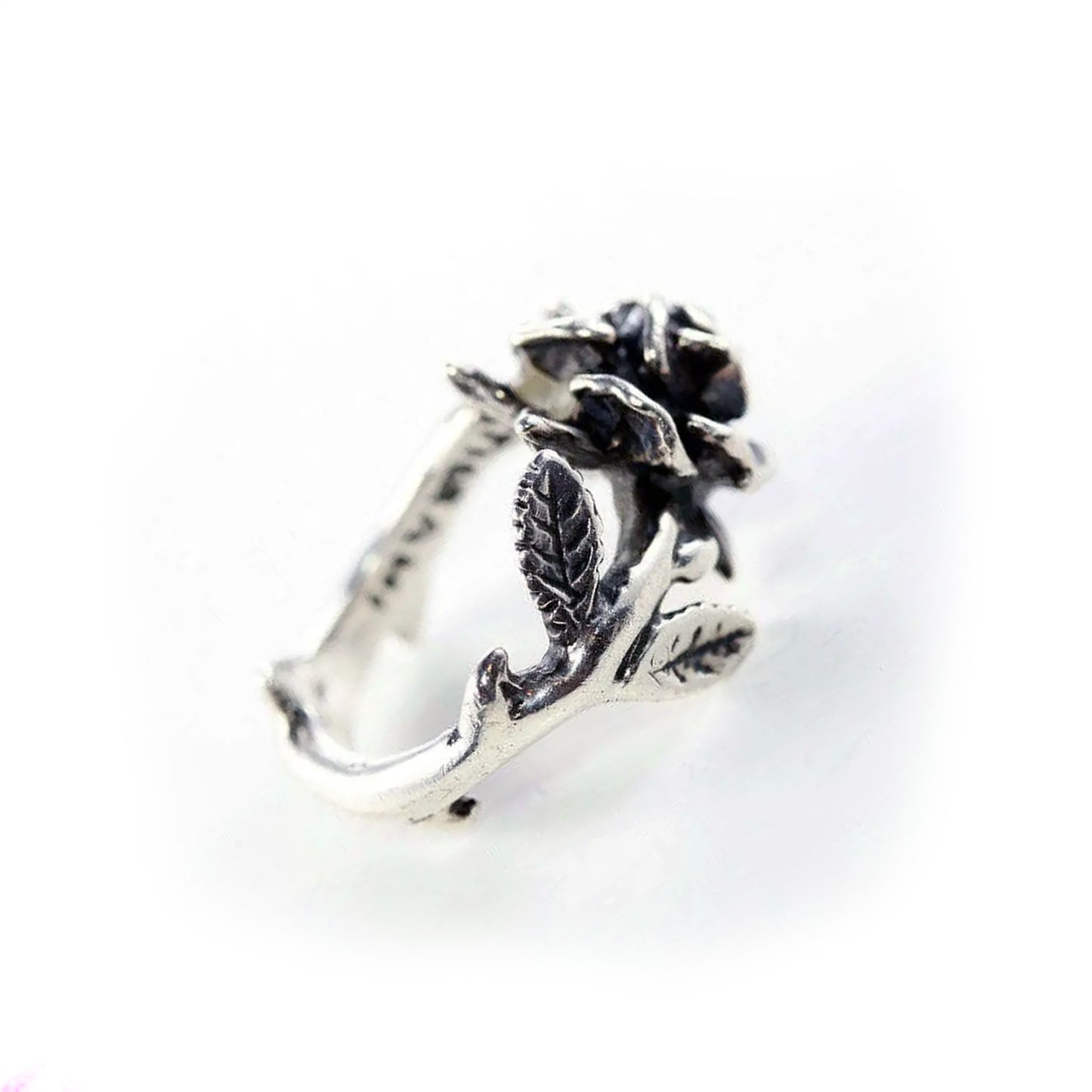 Rose Sterling Silver Ring with Ruby