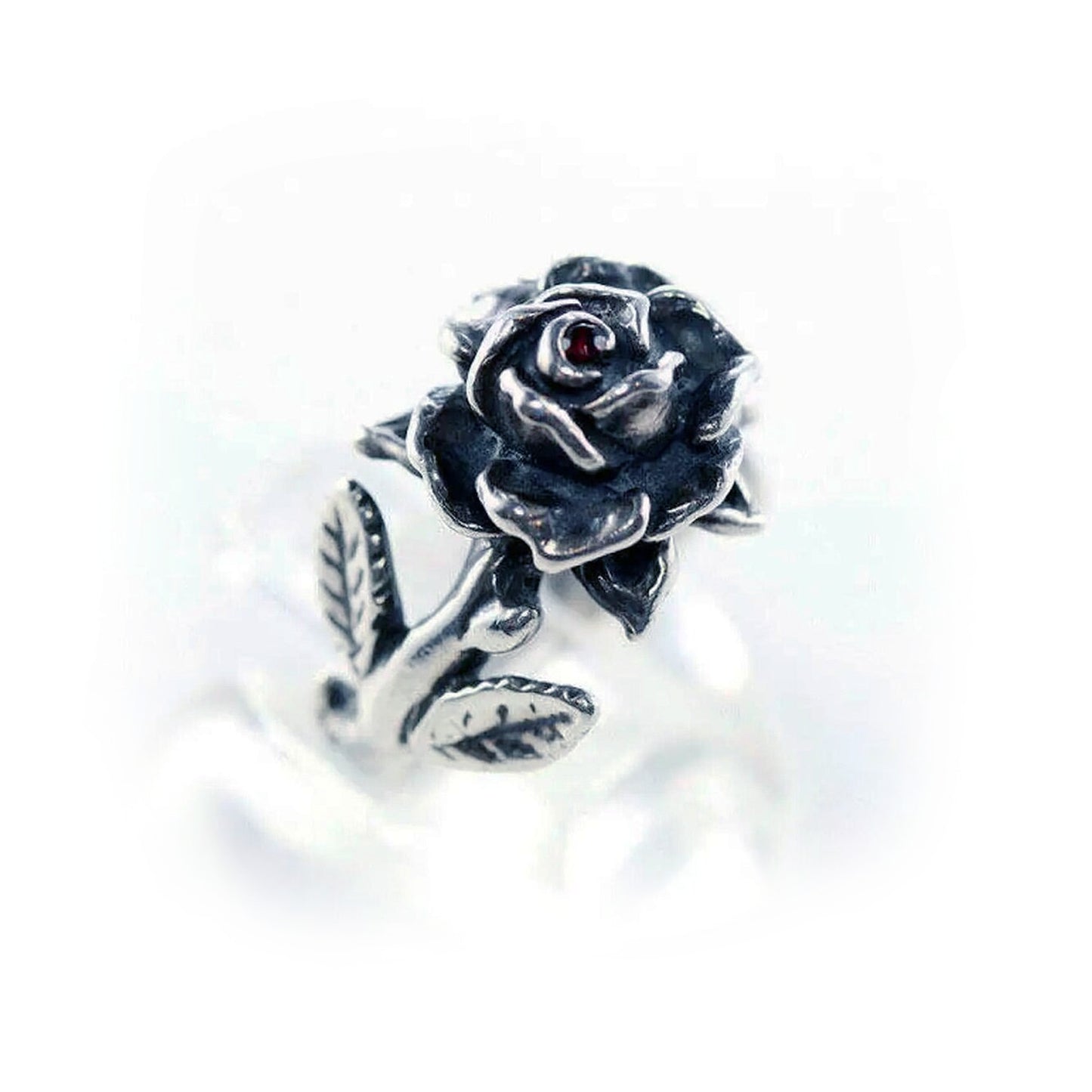 Rose Sterling Silver Ring with Ruby
