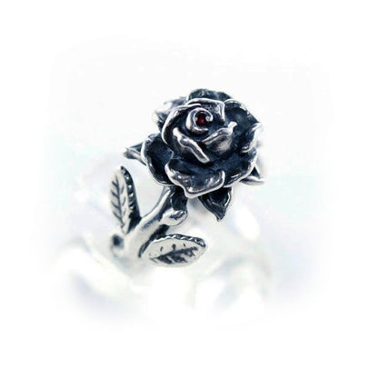 Rose Sterling Silver Ring with Ruby