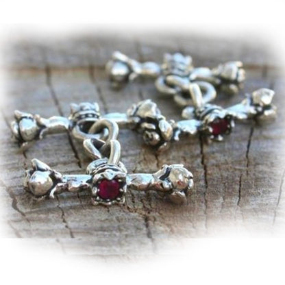 Rose and Crown Sterling Silver Cufflinks with Ruby Stones