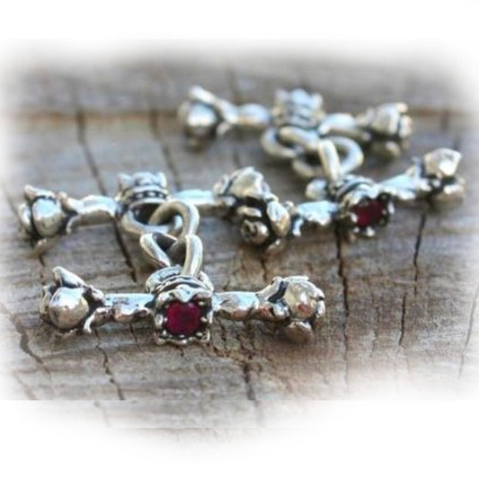 Rose and Crown Sterling Silver Cufflinks with Ruby Stones