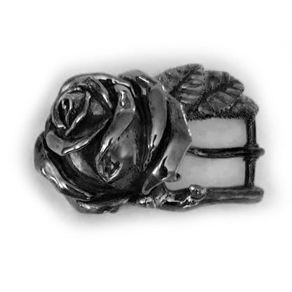 Rose White Sterling Silver Belt Buckle