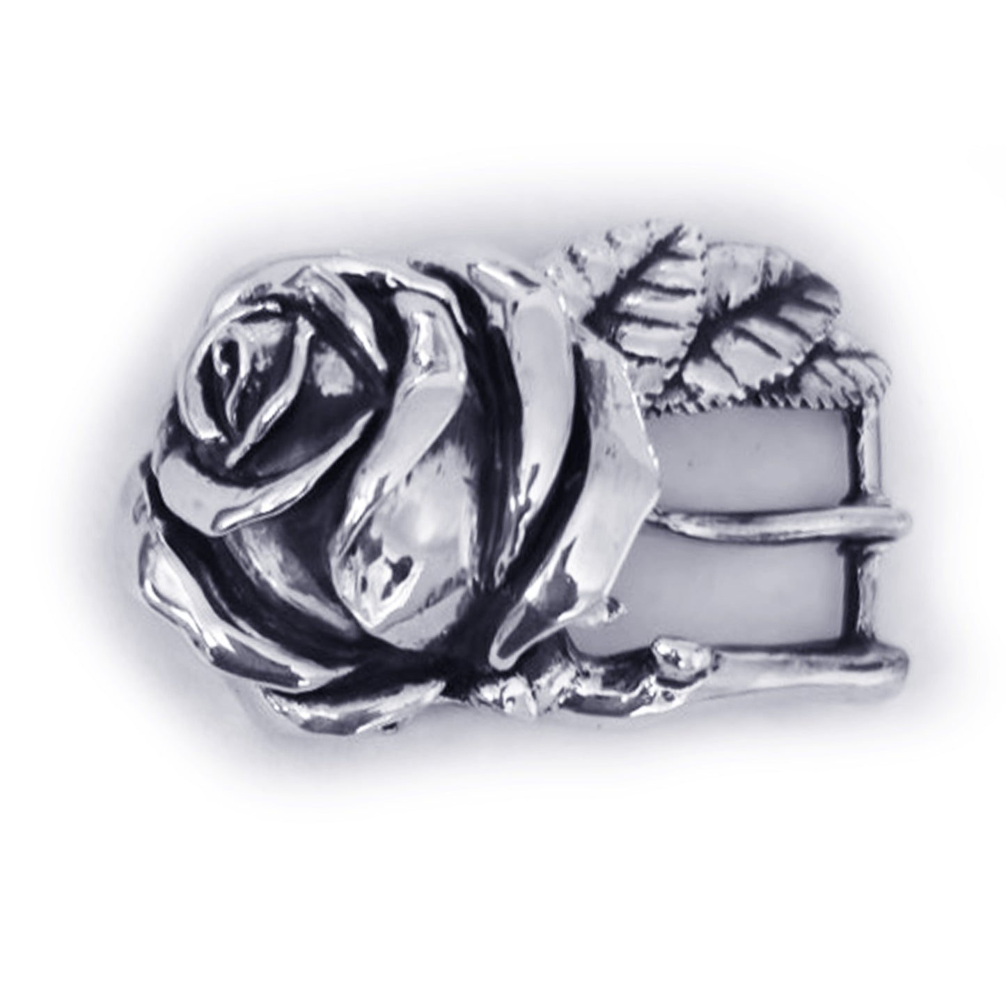 Rose White Sterling Silver Belt Buckle