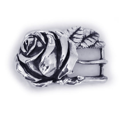 Rose White Sterling Silver Belt Buckle