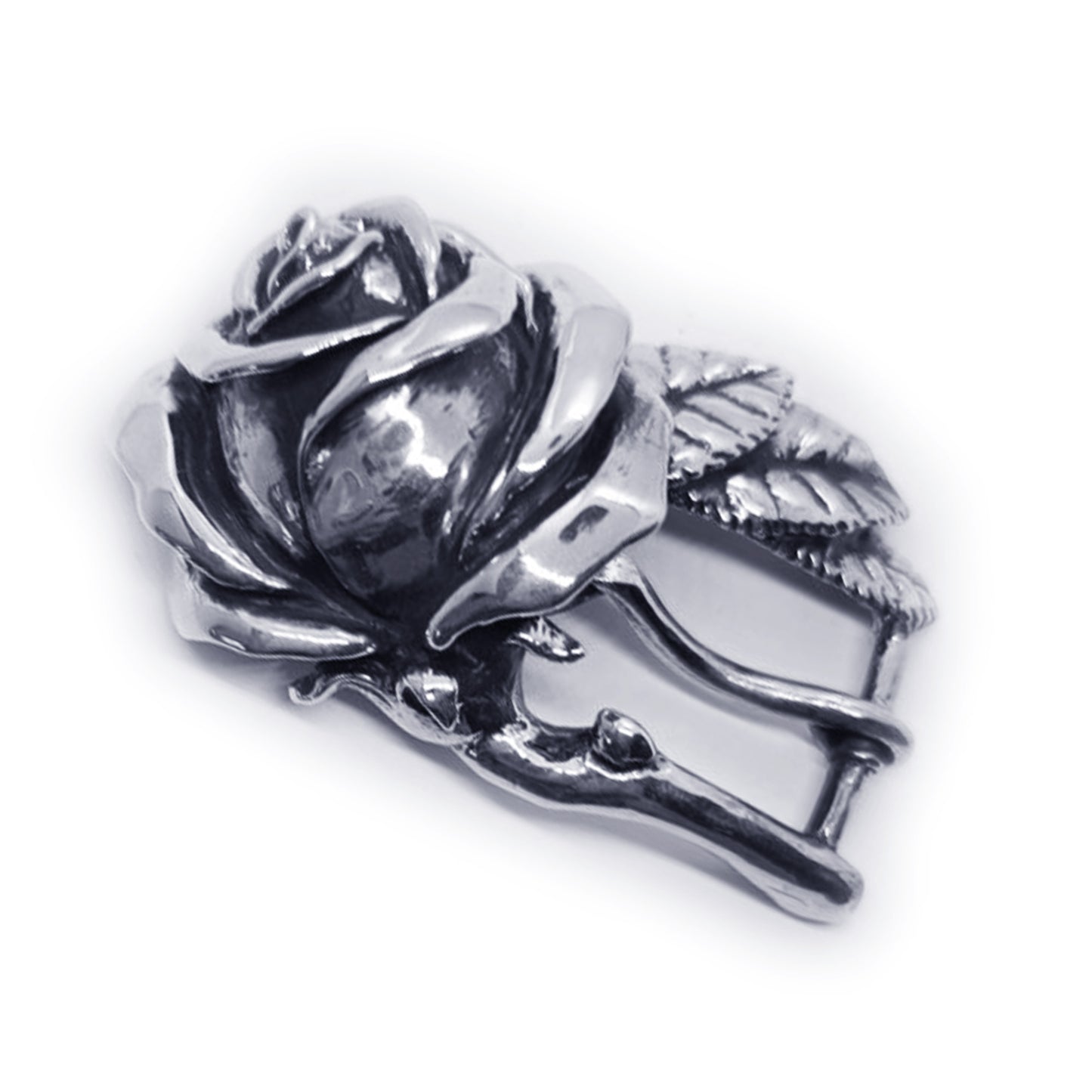 Rose White Sterling Silver Belt Buckle