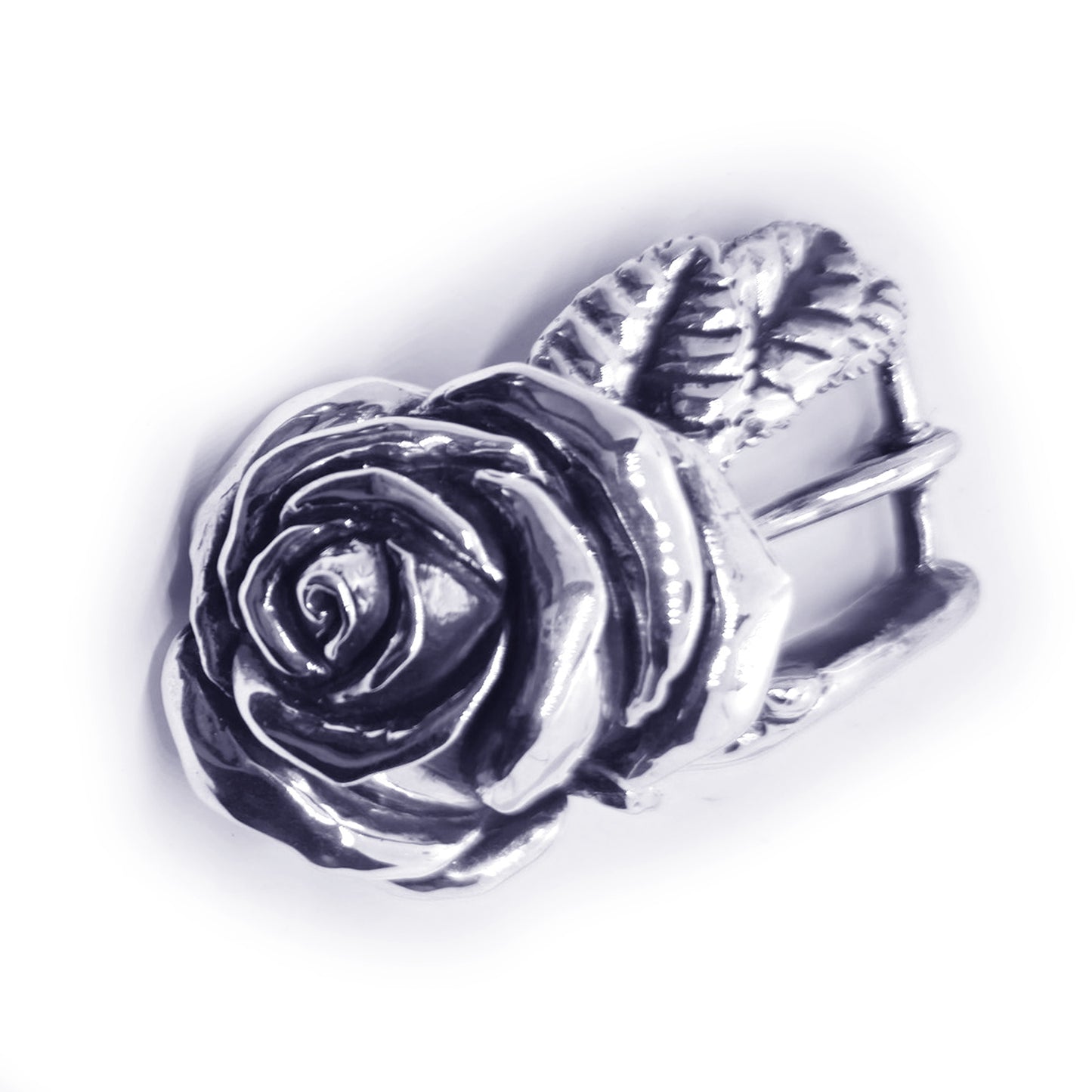 Rose White Sterling Silver Belt Buckle