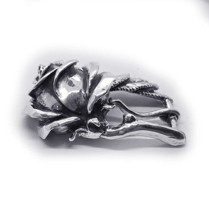 Rose White Sterling Silver Belt Buckle