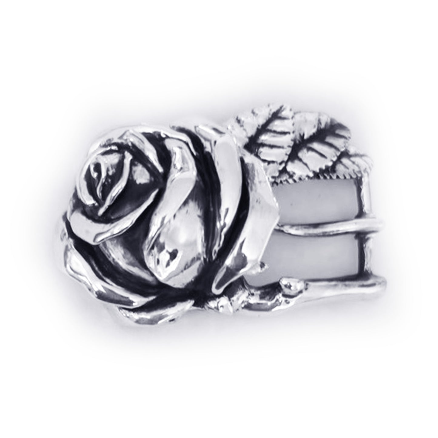 Rose White Sterling Silver Belt Buckle