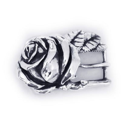 Rose White Sterling Silver Belt Buckle