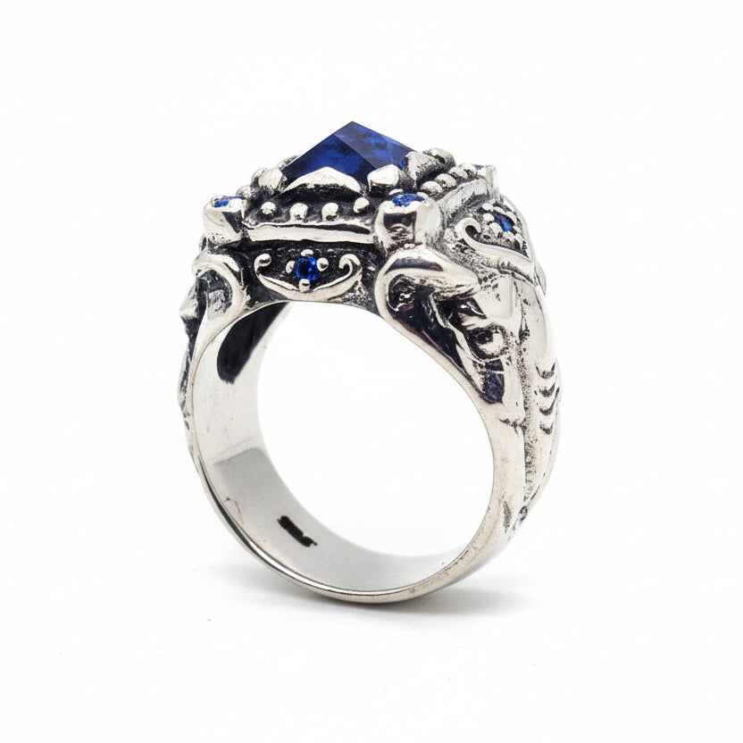 Royal Elephant with CZ Stones Sterling Silver Ring