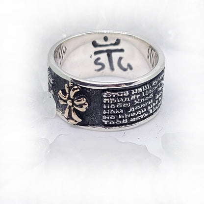 Russian Lord Prayer Sterling Silver Ring V1 small