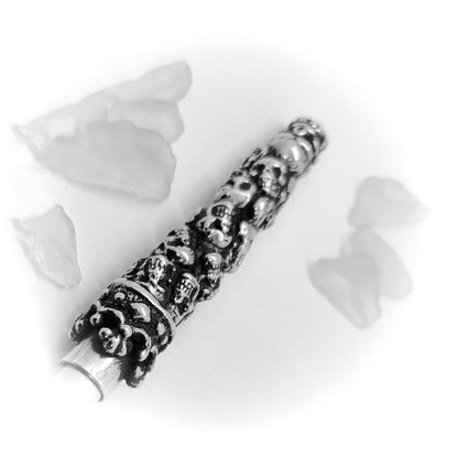 Skulls Under Crown Sterling Silver Cigarette Pipe