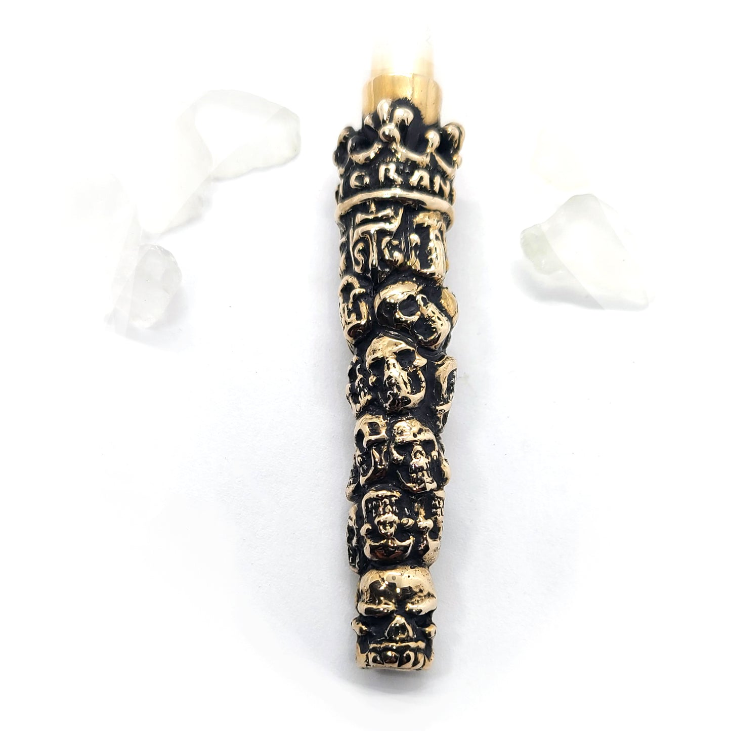 Skulls Under Crown Sterling Silver Cigarette Pipe