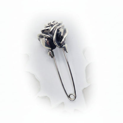 Safety Pin with Sterling Silver Rose Head