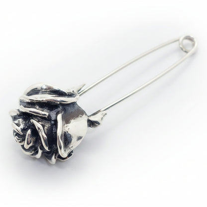 Safety Pin with Sterling Silver Rose Head