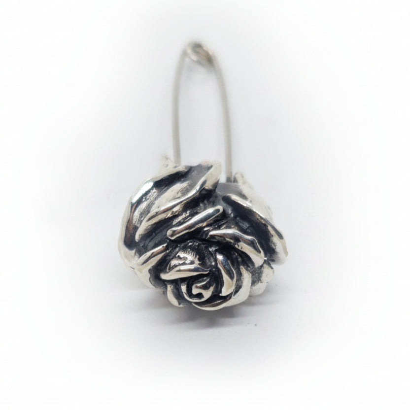 Safety Pin with Sterling Silver Rose Head