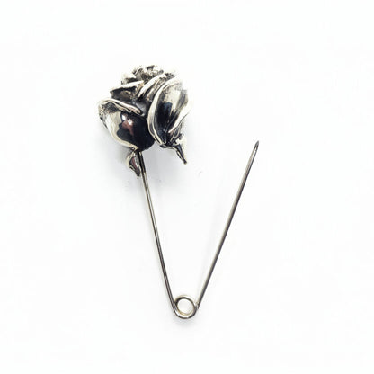 Safety Pin with Sterling Silver Rose Head