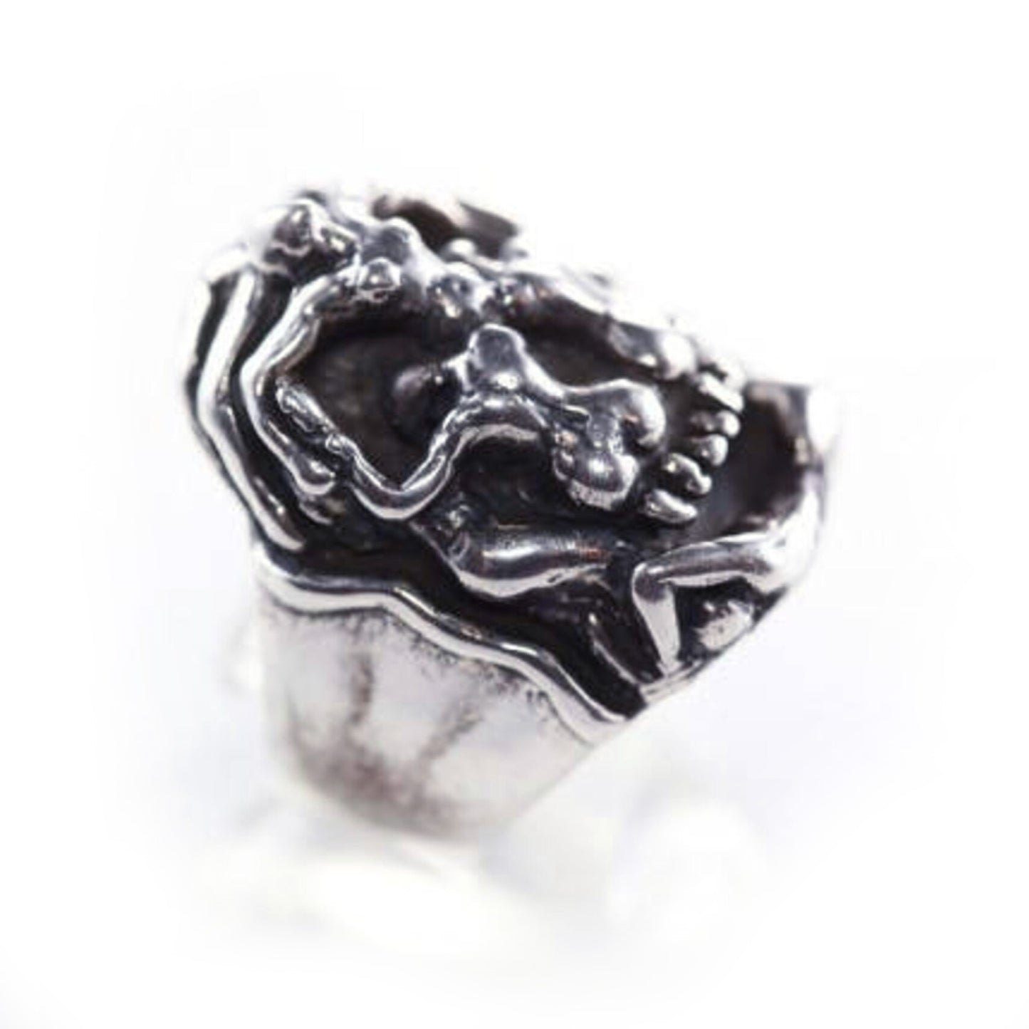 Salvador Dali Sterling Silver Erotic Skull Ring