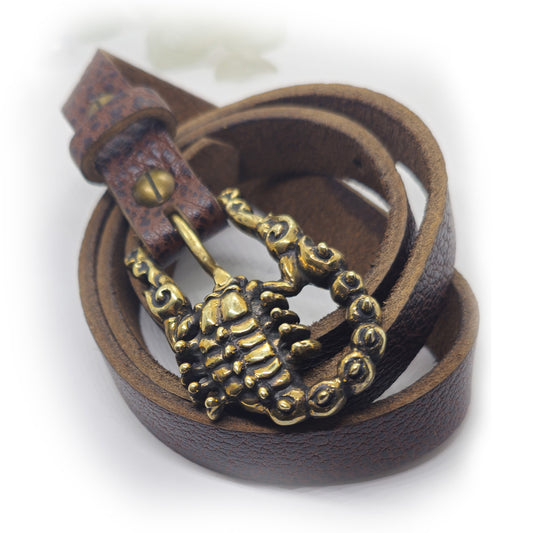 Scorpion Brass Belt Buckle with Bizon Genuine Leather