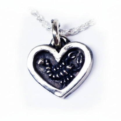 Scorpion Into Heart Sterling Silver Pendant