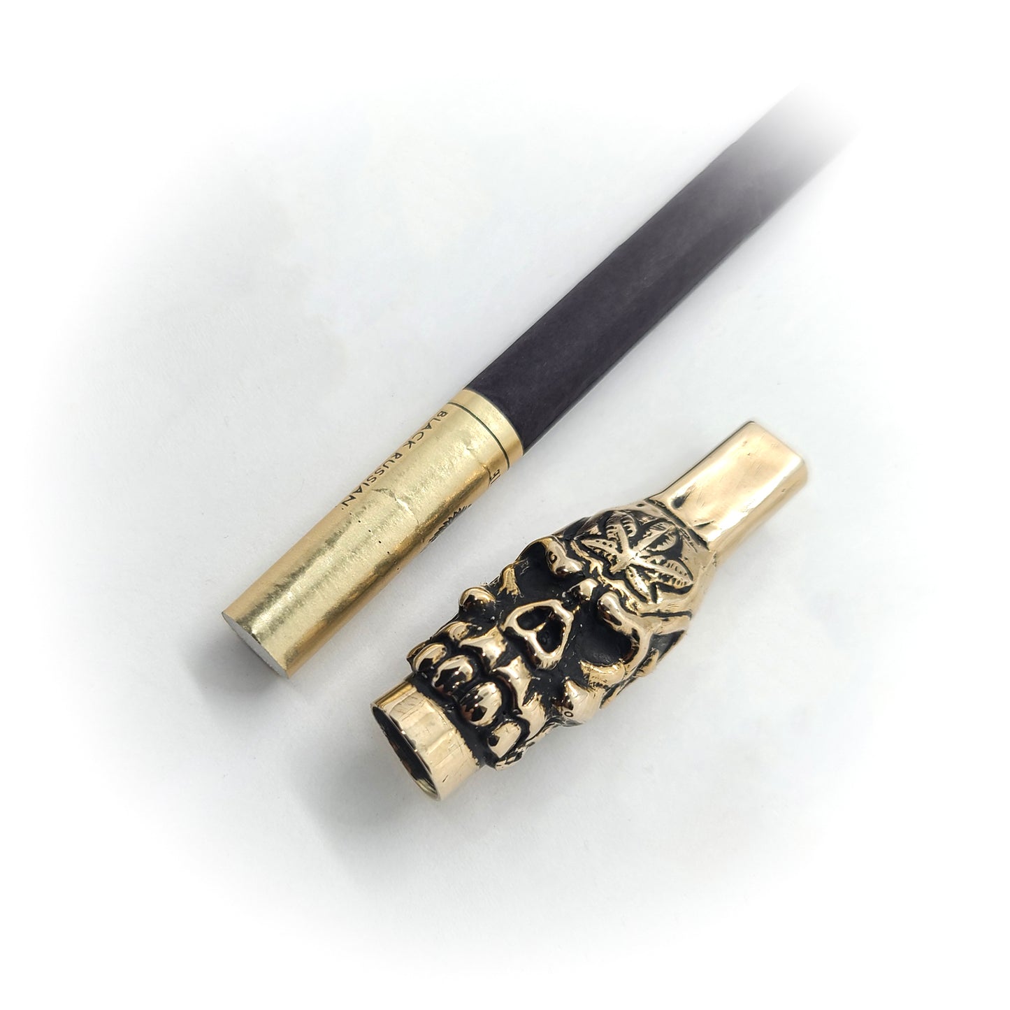 Skull with Flower Tattoo Sterling Silver Cigarette Pipe