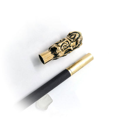Skull with Fire Sterling Silver Cigarette Pipe